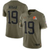 Men’s Cleveland Browns #19 Bernie Kosar 2022 Olive Salute To Service Limited Stitched Jersey