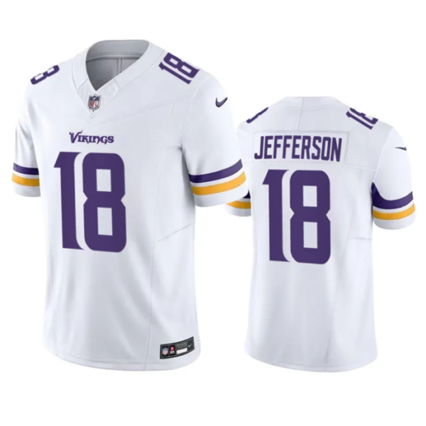 Men’s Minnesota Vikings #18 Justin Jefferson White 2023 F.U.S.E. Vapor Untouchable Stitched Jersey