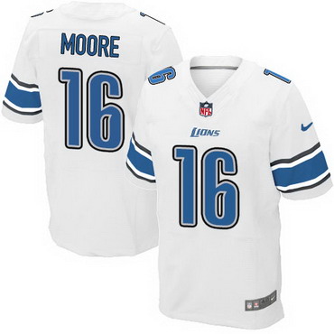 Men’s Detroit Lions #16 Lance Moore White Road NFL Nike Elite Jersey