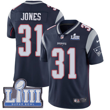 #31 Limited Jonathan Jones Navy Blue Nike NFL Home Men’s Jersey New England Patriots Vapor Untouchable Super Bowl LIII Bound