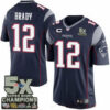 Men’s New England Patriots #12 Tom Brady Navy Blue C Patch Five Super Bowl Champs 5X Champions Stitched NFL Nike Game Jersey