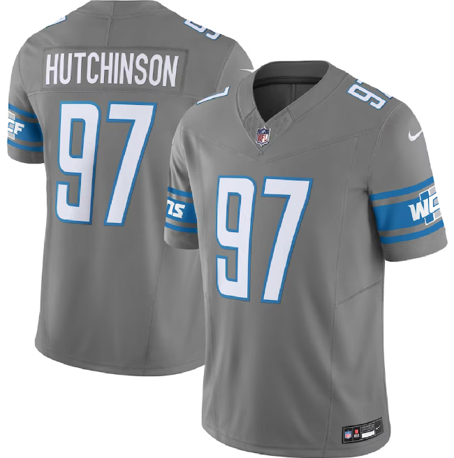 Men’s Detroit Lions #97 Aidan Hutchinson Grey 2023 F.U.S.E. Vapor Untouchable Limited Football Stitched Jersey