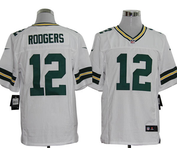 Size 60 4XL-Aaron Rodgers Green Bay Packers #12 White Stitched Nike Elite NFL Jerseys