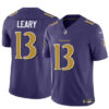 Men’s Baltimore Ravens #13 Devin Leary Purple 2023 F.U.S.E. Vapor Limited Football Jersey