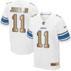 Nike Lions #11 Marvin Jones Jr White Men’s Stitched NFL Elite Gold Jersey