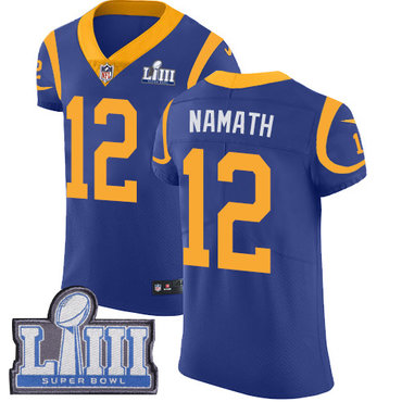 #12 Elite Joe Namath Royal Blue Nike NFL Alternate Men’s Jersey Los Angeles Rams Vapor Untouchable Super Bowl LIII Bound