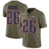 Men’s Nike New England Patriots #26 Sony Michel Olive Stitched NFL Limited 2017 Salute To Service Jersey