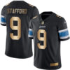 Nike Lions #9 Matthew Stafford Black Men’s Stitched NFL Limited Gold Rush Jersey