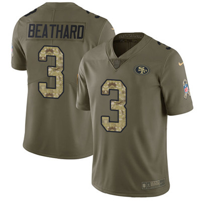 Nike 49ers #3 C.J. Beathard Olive Camo Men’s Stitched NFL Limited 2017 Salute To Service Jersey