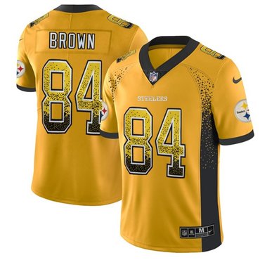 Nike Steelers #84 Antonio Brown Gold Men’s Stitched NFL Limited Rush Drift Fashion Jersey