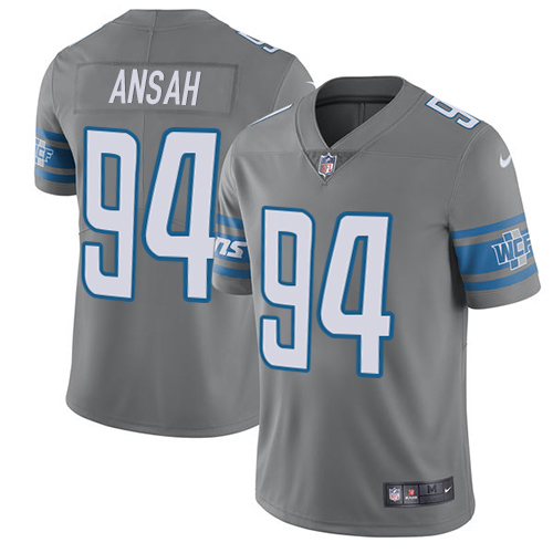 Nike Lions #94 Ziggy Ansah Gray Men’s Stitched NFL Limited Rush Jersey