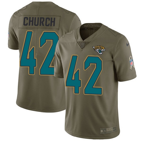 Nike Jaguars #42 Barry Church Olive Men’s Stitched NFL Limited 2017 Salute To Service Jersey