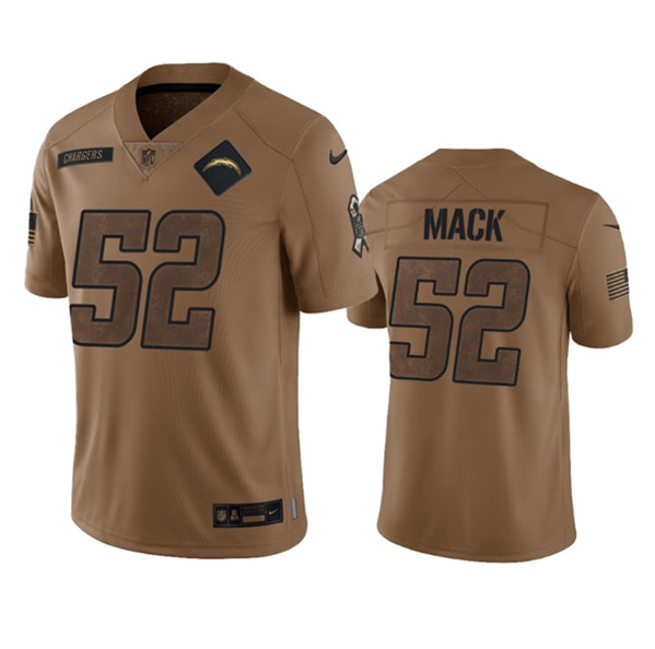 Men’s Los Angeles Chargers #52 Khalil Mack 2023 Brown Salute To Service Limited Football Stitched Jersey