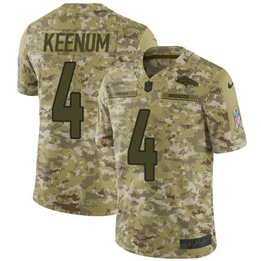 Nike Broncos #4 Case Keenum Camo Men’s Stitched NFL Limited 2018 Salute To Service Jersey