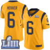 Men’s Los Angeles Rams #6 Johnny Hekker Gold Nike NFL Rush Vapor Untouchable Super Bowl LIII Bound Limited Jersey