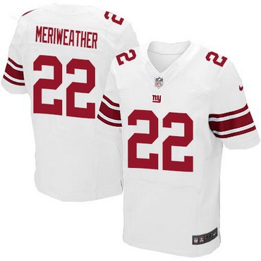 Men’s New York Giants #22 Brandon Meriweather White Road NFL Nike Elite Jersey