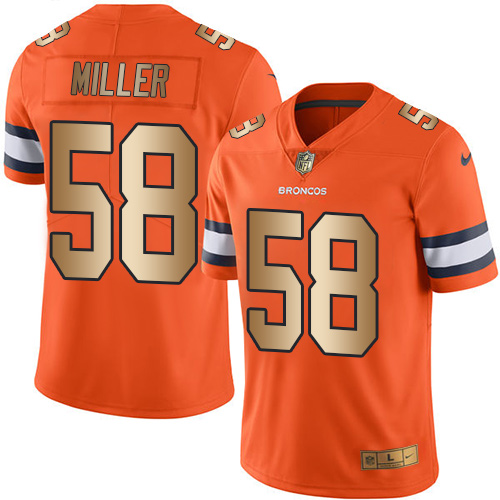 Nike Broncos #58 Von Miller Orange Men’s Stitched NFL Limited Gold Rush Jersey