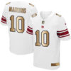 Nike Giants #10 Eli Manning White Men’s Stitched NFL Elite Gold Jersey