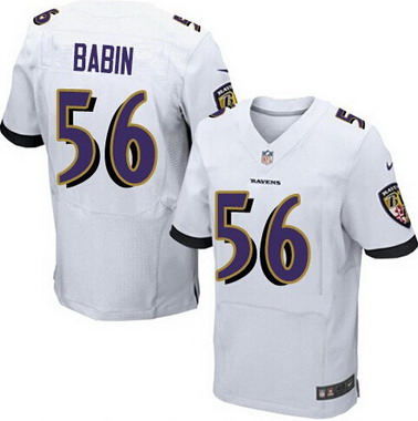Men’s Baltimore Ravens #56 Jason Babin White Road NFL Nike Elite Jersey