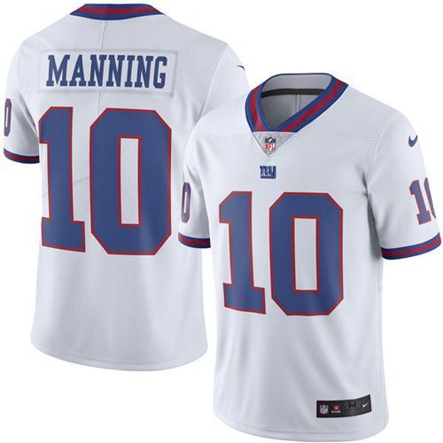 Nike Giants #10 Eli Manning White Men’s Stitched NFL Limited Rush Jersey