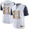 Nike Cowboys #21 Ezekiel Elliott White Men’s Stitched NFL Limited Gold Rush Jersey