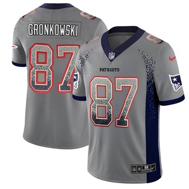 Nike New England Patriots #87 Rob Gronkowski Grey Men’s Stitched NFL Limited Rush Drift Fashion Jersey