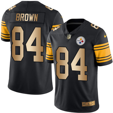 Nike Steelers #84 Antonio Brown Black Men’s Stitched NFL Limited Gold Rush Jersey