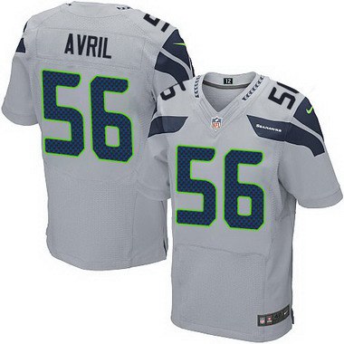 Men’s Seattle Seahawks #56 Cliff Avril Gray Alternate NFL Nike Elite Jersey