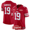 Men’s San Francisco 49ers #19 Deebo Samuel Red 2023 F.U.S.E. With 1-star C Ptach And NFC West Champions Patch Football Stitched Jersey