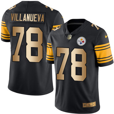 Nike Pittsburgh Steelers #78 Alejandro Villanueva Black Men’s Stitched NFL Limited Gold Rush Jersey