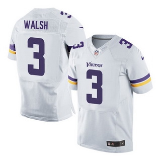 Men’s Minnesota Vikings #3 Blair Walsh White Road NFL Nike Elite Jersey