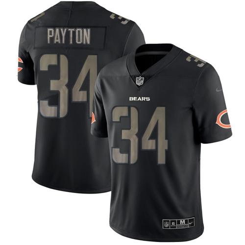 Nike Bears #34 Walter Payton Black Men’s Stitched NFL Limited Rush Impact Jersey