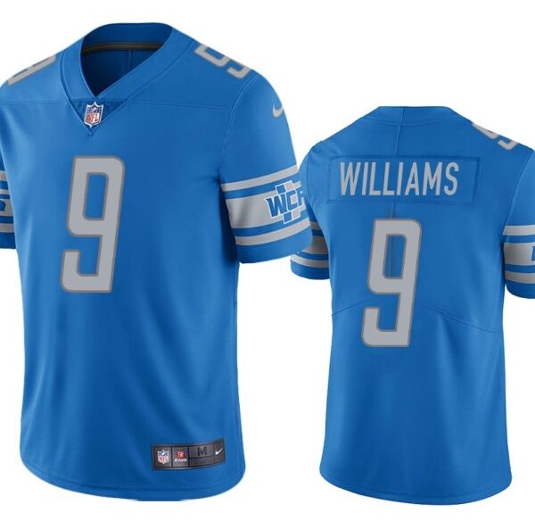Men’s Detroit Lions #9 Jameson Williams Blue Vapor Untouchable Limited Stitched Jersey
