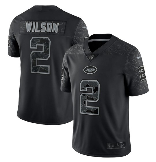 Men’s New York Jets #2 Zach Wilson Black Reflective Limited Stitched Jersey