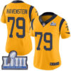 #79 Limited Rob Havenstein Gold Nike NFL Women’s Jersey Los Angeles Rams Rush Vapor Untouchable Super Bowl LIII Bound