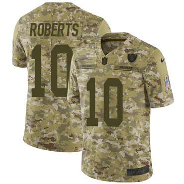 Nike Raiders #10 Seth Roberts Camo Men’s Stitched NFL Limited 2018 Salute To Service Jersey