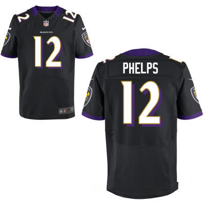 Men’s Baltimore Ravens #12 Michael Phelps Black Alternate Stitched NFL Nike Elite Jersey