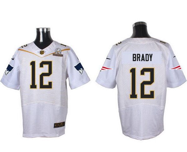 Men’s New England Patriots #12 Tom Brady White 2016 Pro Bowl Nike Elite Jersey