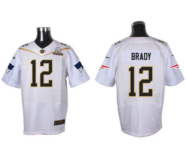 Men’s New England Patriots #12 Tom Brady White 2016 Pro Bowl Nike Elite Jersey