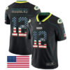 Nike Green Bay Packers #12 Aaron Rodgers Black Men’s Stitched NFL Limited Rush USA Flag Jersey