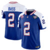 Men’s Buffalo Bills #2 Tyler Bass Blue White 2023 F.U.S.E. 75th Anniversary Throwback Vapor Untouchable Limited Football Stitched Jersey