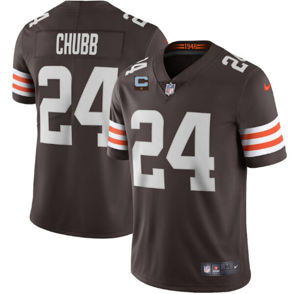 Men’s Cleveland Browns 2022 #24 Nick Chubb Brown With 1-star C Patch Vapor Untouchable Limited NFL Stitched Jersey