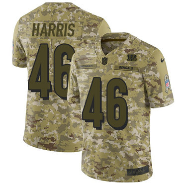 Nike Bengals #46 Clark Harris Camo Men’s Stitched NFL Limited 2018 Salute To Service Jersey