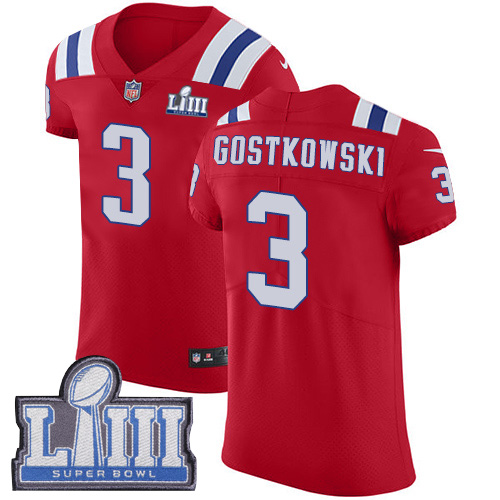 Men’s New England Patriots #3 Stephen Gostkowski Red Nike NFL Alternate Vapor Untouchable Super Bowl LIII Bound Elite Jersey