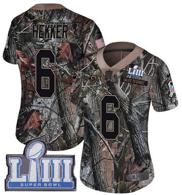 Women’s Los Angeles Rams #6 Johnny Hekker Camo Nike NFL Rush Realtree Super Bowl LIII Bound Limited Jersey