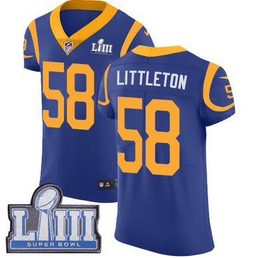 #58 Elite Cory Littleton Royal Blue Nike NFL Alternate Men’s Jersey Los Angeles Rams Vapor Untouchable Super Bowl LIII Bound