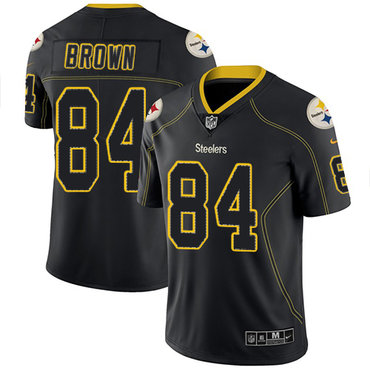 Nike Pittsburgh Steelers #84 Antonio Brown Lights Out Black Men’s Stitched NFL Limited Rush Jersey