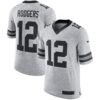 Nike Green Bay Packers #12 Aaron Rodgers Gray Men’s Stitched NFL Limited Gridiron Gray II Jersey