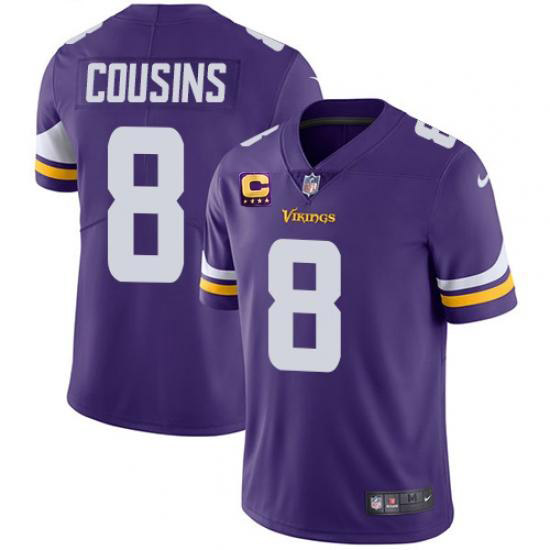 Men’s Minnesota Vikings 2022 #8 Kirk Cousins Purple With 4-Star C Patch Vapor Untouchable Limited Stitched NFL Jersey