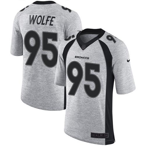 Nike Broncos #95 Derek Wolfe Gray Men’s Stitched NFL Limited Gridiron Gray II Jersey